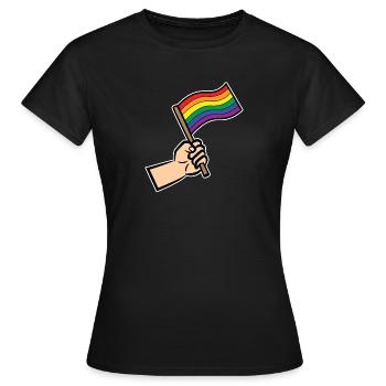 Drapeau arc-en-ciel Droits de l’homme Sexualité LGBT - T-shirt Femme - noir - Devant - AI Model Female 172 dark (172cm)