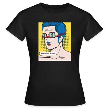 Portrait de Popart Stupide et Fauché - T-shirt Femme - noir - Devant - AI Model Female 172 dark (172cm)