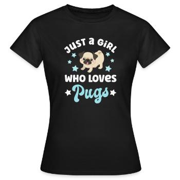 Dog Pug Pugs Pugs - Women's T-Shirt - black - Front - AI Model Female 172 dark (172cm)