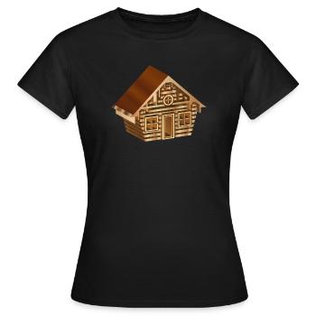 enchanting log cabin in 3D style in wood look - Women's T-Shirt - black - Front - AI Model Female 172 dark (172cm)