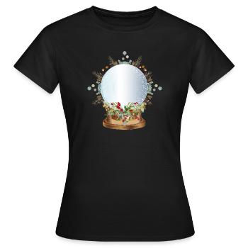 leere nostalgische Schneekugel zum Beschriften - Frauen T-Shirt - Schwarz - Vorne - AI Model Female 172 dark (172cm)