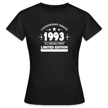 1993 - Jahrgang 1993 - Baujahr 1993 - Frauen T-Shirt - Schwarz - Vorne - AI Model Female 172 dark (172cm)