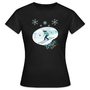 Winter Vibes - Skiing Winter Sports - Frauen T-Shirt - Schwarz - Vorne - AI Model Female 172 dark (172cm)
