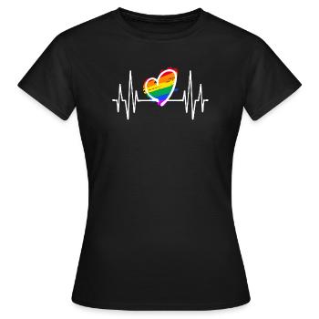 Coeur Lgbt Arc-en-ciel Relation Gay Sexualité - T-shirt Femme - noir - Devant - AI Model Female 172 dark (172cm)