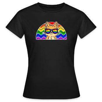 Arc-en-ciel Gay Fier LGBT Cool Cat Sexualité - T-shirt Femme - noir - Devant - AI Model Female 172 dark (172cm)