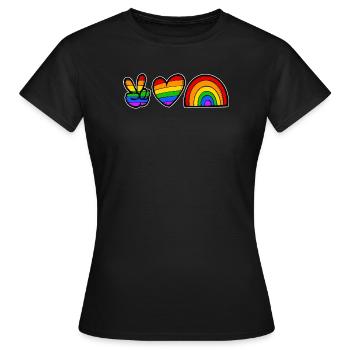 Sexualité Lgbt Heart Love Rainbow Bisexual - T-shirt Femme - noir - Devant - AI Model Female 172 dark (172cm)
