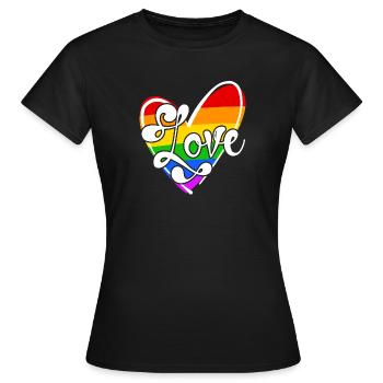 Relation Amour LGBT Sexualité Coeur Bisexuel - T-shirt Femme - noir - Devant - AI Model Female 172 dark (172cm)