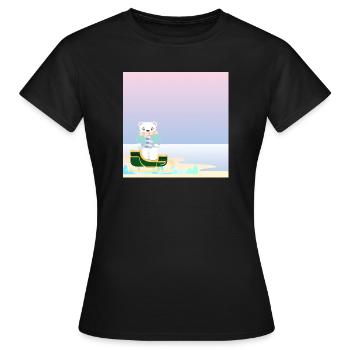 Winter Background - Polar Bear by the Sea - SLEDGES - Women's T-Shirt - black - Front - AI Model Female 172 dark (172cm)