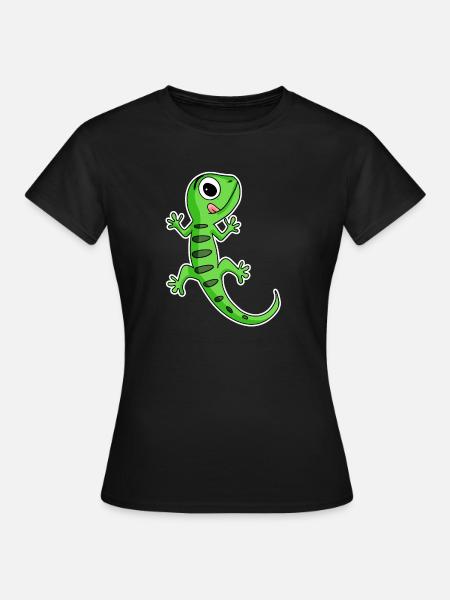 Gecko Eidechse - Frauen T-Shirt - Schwarz