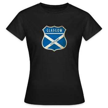 Design du drapeau de Glasgow, Écosse - T-shirt Femme - noir - Devant - AI Model Female 172 dark (172cm)