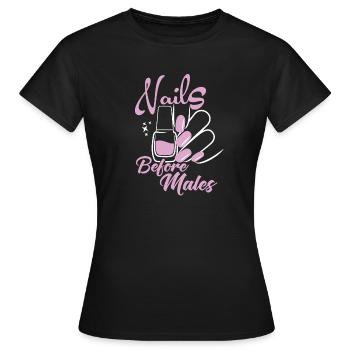 Les ongles avant les hommes Créateur d’ongles - T-shirt Femme - noir - Devant - AI Model Female 172 dark (172cm)