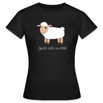 "Guck nich so blök" Glubschaugen Schaf - Frauen T-Shirt - Schwarz - Vorne - AI Model Female 172 dark (172cm)