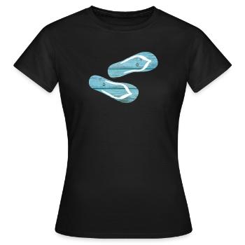 Pantoufles Flip Flops Holiday Wooden Boards cool - T-shirt Femme - noir - Devant - AI Model Female 172 dark (172cm)