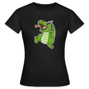 Dino Party - Frauen T-Shirt - Schwarz - Vorne - AI Model Female 172 dark (172cm)