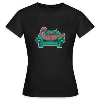 Paresseux sur le canapé personnel de l’ordinateur portable - T-shirt Femme - noir - Devant - AI Model Female 172 dark (172cm)