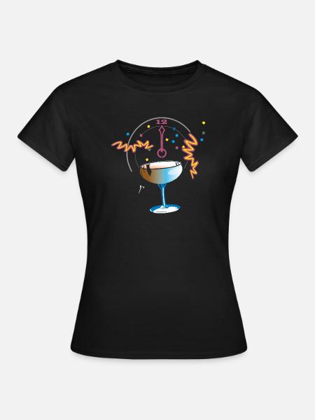 Neujahr Anstossen Konfetti - Frauen T-Shirt - Schwarz