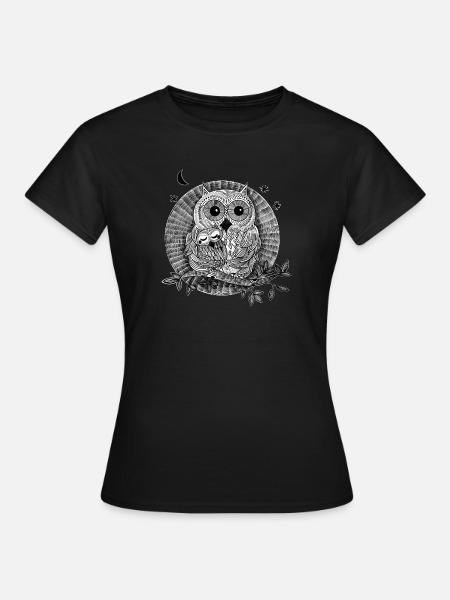 Owls illustration black and white - Women's T-Shirt - black