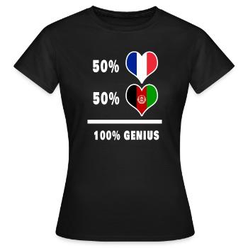 Afghanistan et France 100% genius - T-shirt Femme - noir - Devant - AI Model Female 172 dark (172cm)