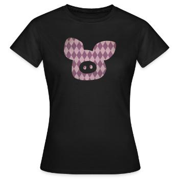 Tête de cochon Diamant Porte-bonheur Truie Porte-bonheur 2023 - T-shirt Femme - noir - Devant - AI Model Female 172 dark (172cm)