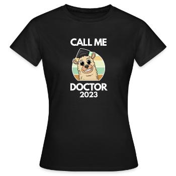 Doctoral thesis Doctorate Doctorate 2023 Doctor - Women's T-Shirt - black - Front - AI Model Female 172 dark (172cm)