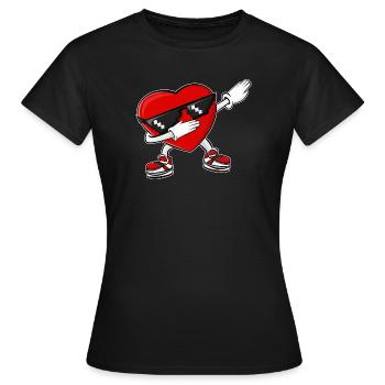 Dabbing Herz Valentinstag - Frauen T-Shirt - Schwarz - Vorne - AI Model Female 172 dark (172cm)