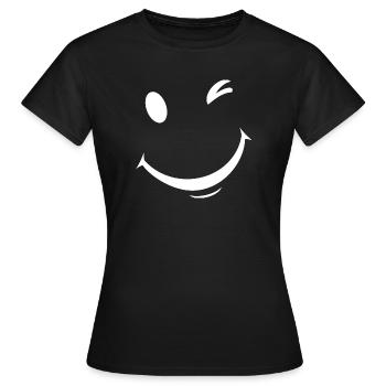 White wink expression - Women's T-Shirt - black - Front - AI Model Female 172 dark (172cm)
