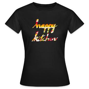 happy kitchen - Women's T-Shirt - black - Front - AI Model Female 172 dark (172cm)