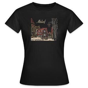 Altdorf près de Nuremberg, colombage, Bavière, dessin - T-shirt Femme - noir - Devant - AI Model Female 172 dark (172cm)