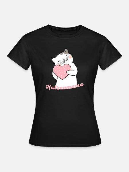 Katzenmama Herzliebe - Frauen T-Shirt - Schwarz