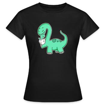 Dinosaur with baby dinosaur - Women's T-Shirt - black - Front - AI Model Female 172 dark (172cm)