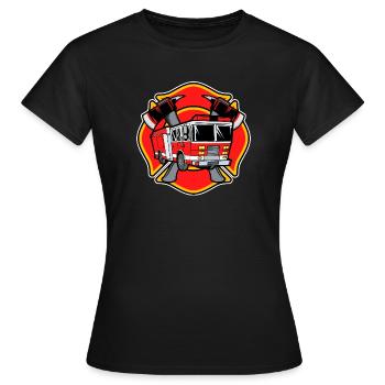 Feuerwehr Feuerwehrauto Lebensretter Löscharbeit - Frauen T-Shirt - Schwarz - Vorne - AI Model Female 172 dark (172cm)
