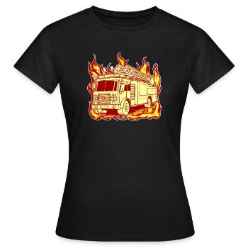 Feuer Brennen Feuerwehr Feuerwehrauto Brandschutz - Frauen T-Shirt - Schwarz - Vorne - AI Model Female 172 dark (172cm)