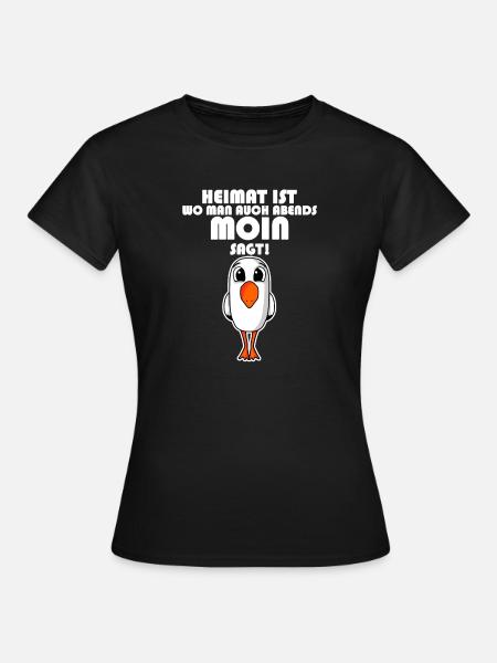 Nordsee Plattdeutsch Spruch Moin Möwe - Frauen T-Shirt - Schwarz