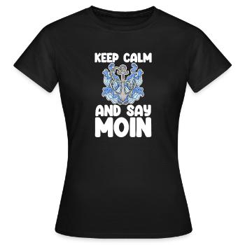 Mer du Nord Dicton bas allemand Moin - T-shirt Femme - noir - Devant - AI Model Female 172 dark (172cm)