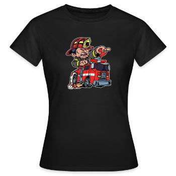 Pompiers Pompier Sauveteur Camion de pompiers - T-shirt Femme - noir - Devant - AI Model Female 172 dark (172cm)