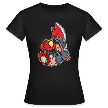 Feuerwehr Brandschutz Lebensretter Feuerwehrmann - Frauen T-Shirt - Schwarz - Vorne - AI Model Female 172 dark (172cm)