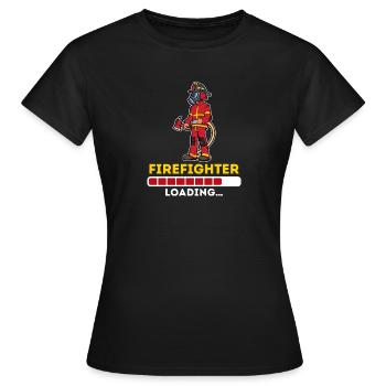 Pompiers tuyau d’incendie slogan pompier - T-shirt Femme - noir - Devant - AI Model Female 172 dark (172cm)