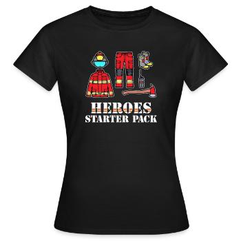 Feuerwehrhelm Lebensretter Feuerwehr Statement - Frauen T-Shirt - Schwarz - Vorne - AI Model Female 172 dark (172cm)