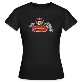Pompiers Sauveteur de tuyaux d’incendie Extincteur - T-shirt Femme - noir - Devant - AI Model Female 172 dark (172cm)