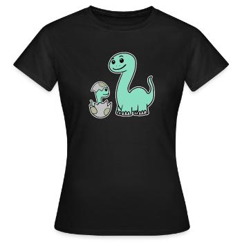 Dinosaur with baby dinosaur - Women's T-Shirt - black - Front - AI Model Female 172 dark (172cm)