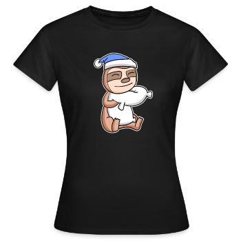 Paresseux avec oreiller et bonnet de couchage - T-shirt Femme - noir - Devant - AI Model Female 172 dark (172cm)