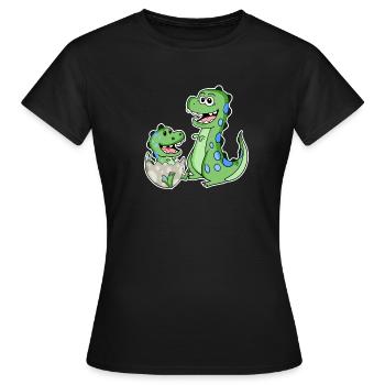 Dinosaur with baby dinosaur - Women's T-Shirt - black - Front - AI Model Female 172 dark (172cm)