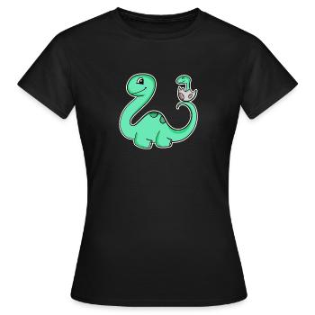 Dinosaur with baby dinosaur - Women's T-Shirt - black - Front - AI Model Female 172 dark (172cm)