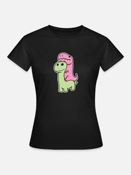 Zwei Dinosaurier - Frauen T-Shirt - Schwarz