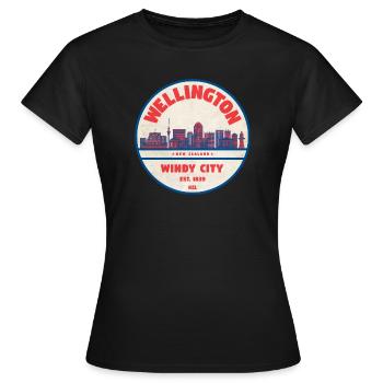 Wellington Windy City Skyline - Frauen T-Shirt - Schwarz - Vorne - AI Model Female 172 dark (172cm)