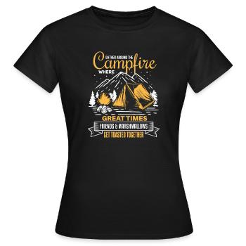 Campfire moments at the campfire - Women's T-Shirt - black - Front - AI Model Female 172 dark (172cm)
