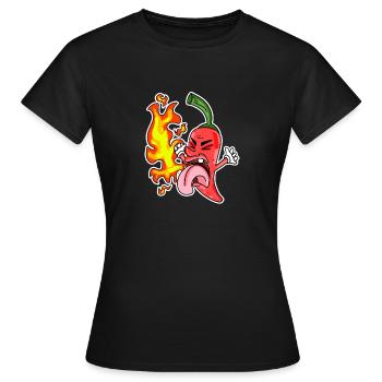Chilischote - Peperoni - Frauen T-Shirt - Schwarz - Vorne - AI Model Female 172 dark (172cm)