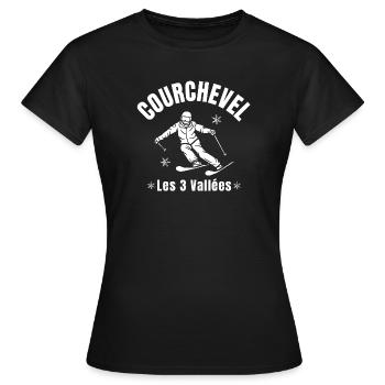 Courchevel, station de ski, domaine skiable - T-shirt Femme - noir - Devant - AI Model Female 172 dark (172cm)