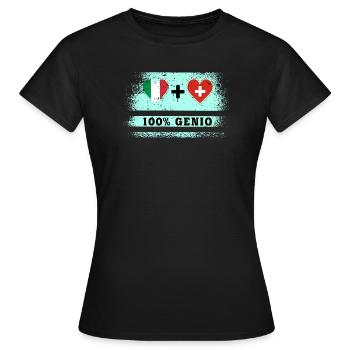 Italy and Switzerland 100% genius flag - Women's T-Shirt - black - Front - AI Model Female 172 dark (172cm)
