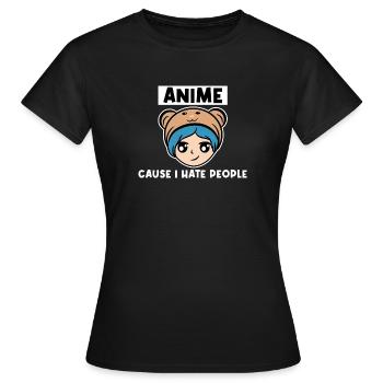 Pop Culture Manga Anime Statement Nerdy Geek Japan - Women's T-Shirt - black - Front - AI Model Female 172 dark (172cm)